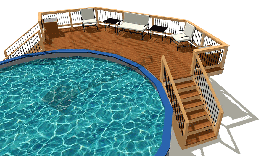 Quarter Round Pool Deck Plans Decksgo, Round Above Ground Pool Deck Plans Free